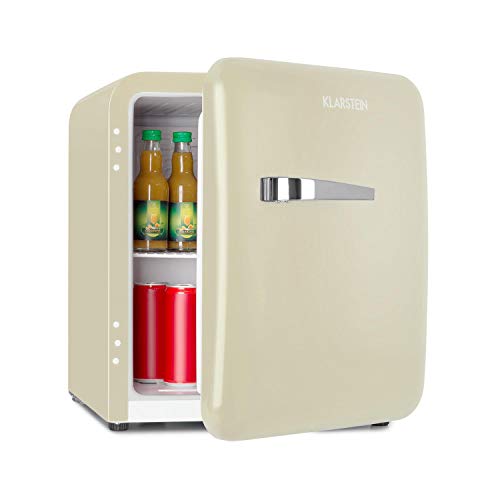 Klarstein Audrey Mini - kleiner Kühlschrank, kompakte Mini-Bar, freistehend, Kompressionskühlung, Fassungsvermögen, Kühlung: 0-10 °C, Mini-Kühlschrank mit 48 Liter Fassungsvermögen, beige