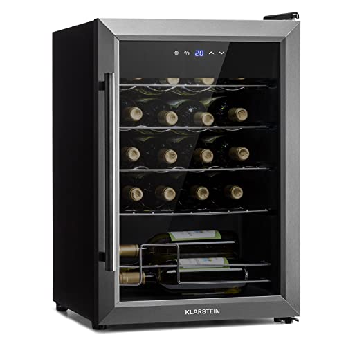 Klarstein Ultimo Uno Weinkühlschrank - Wine Fridge mit Temperaturregler: 5-8 °C, Weinschrank mit Touch-Bedienfeld, Platz für 20 Flaschen, 53 Liter Gesamtvolumen, schwarz