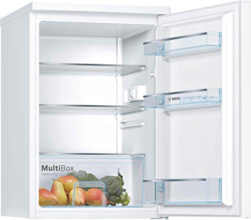 Bosch KTR15NWEA Serie 2 Mini-Kühlschrank, 85 x 56 cm, 134L, LED-Beleuchtung gleichmäßige Ausleuchtung, MultiBox Lagerung von Obst und Gemüse