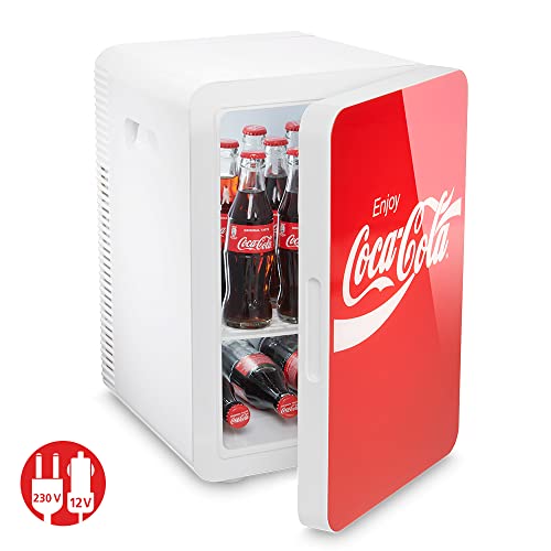Coca-Cola MBF20 Classic Mini-Kühlschrank thermo-elektrisch, 20 l, Kühlbox mit Kühl- und Heizfunktion, 12/230 V