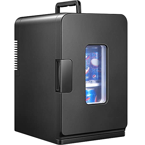 Mini Kühlschrank 2 in 1 Elektrische Kühlbox 15 Liter Tragbare Kühlschränke mit Kühl- und Heizfunktion, 220-240V/12V DC Elektrische Kühlbox für Hause und Auto Camping, Schwarz