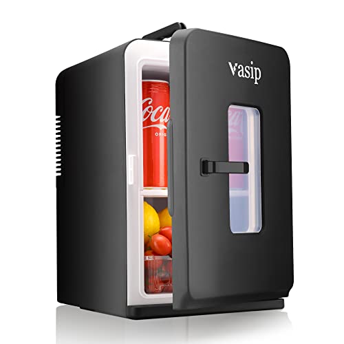 Vasip Mini Kühlschrank 15L, Tragbar mit Kühl- und Heizfunktion, Kleiner Getränkekühlschrank für Hause Büro Camping und Auto (AC/DC)