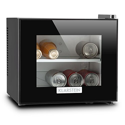 Klarstein Frosty Mini-Kühlschrank - kompakte Minibar mit Thermoelektrischem Kühlsystem, freistehend, 10 Liter Fassungsvermögen, Kühlung: 12-18 °C, schwarz, 33,4 x 30,3 x 31,5 cm (BxHxT)