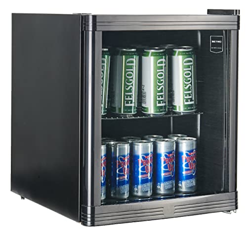 METRO Professional Mini Getränkekühlschrank GPC 1046 mit einer Glastür, 46 L, schwarz, 0,901 kW/24h, 220-240V, Kühlschrank mit einem verstellbaren Einlegeboden für Gastronomie, Bar, Restaurant